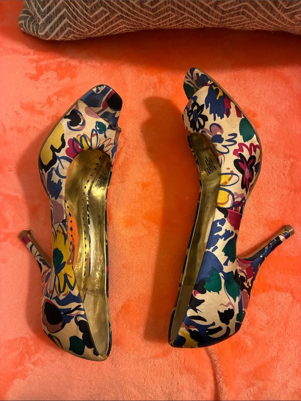 Last Chance BCBGirls Multicolor Floral Peep-Toe Heels - Picture 5 of 15